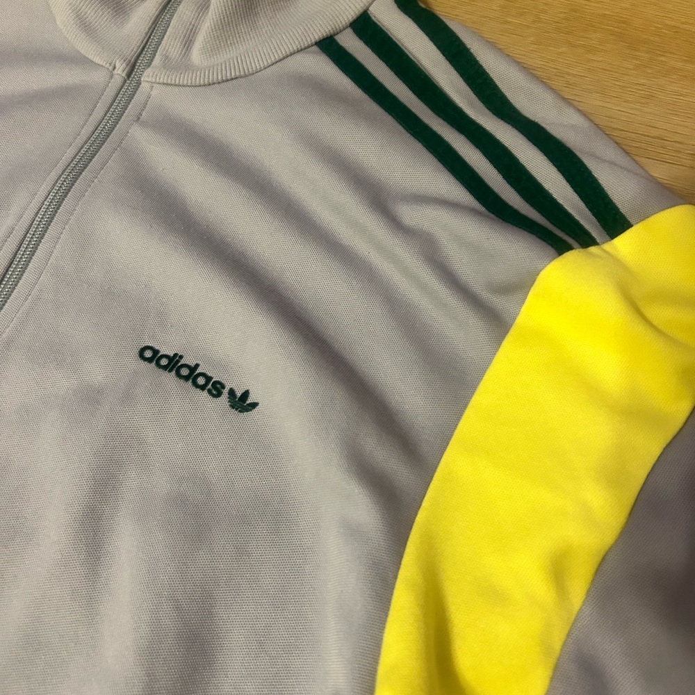 Vintage adidas Gray Track Jacket with Yellow and Green Accents - Picture 3 of 5